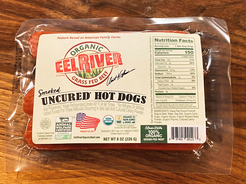 Organic Grass-Fed Smoked, Uncured Hot Dogs | Eel River Organic Beef |  Grass-Fed, Grass-Finished from California, USA Eel River Organic Beef |  Grass-Fed, Grass-Finished from California, USA